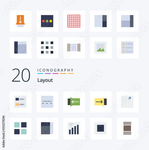 20 Layout Flat Color icon Pack like layout menu touch list layout