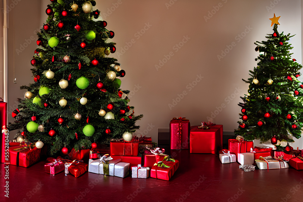 christmas tree and gifts, generated by AI technology