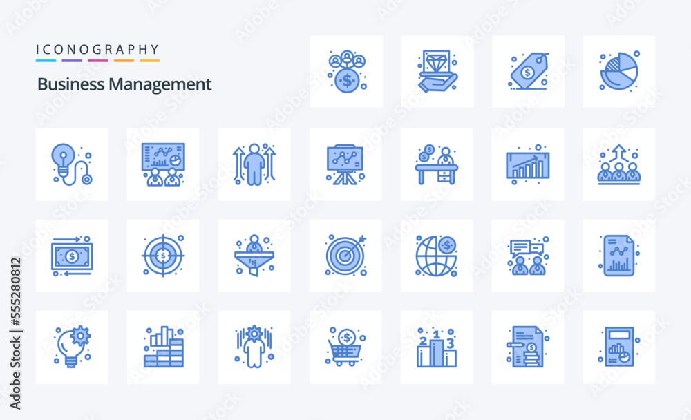 25 Business Management Blue icon pack