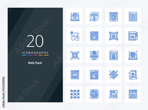 20 Web Pack Blue Color icon for presentation