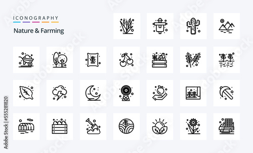 25 Nature And Farming Line icon pack