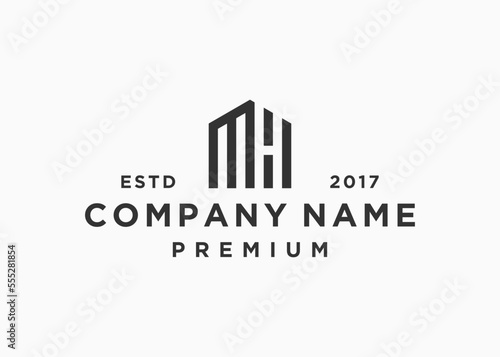 letter mh house logo design vector illustration template
