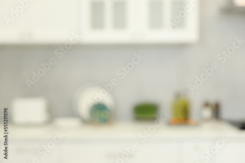 Blurred view of modern kitchen. Interior design