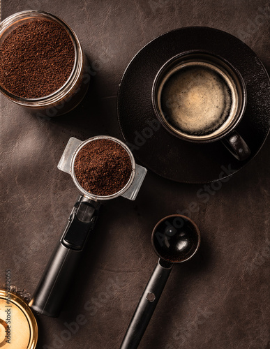 sesión de fotos de una deliciosa taza de café