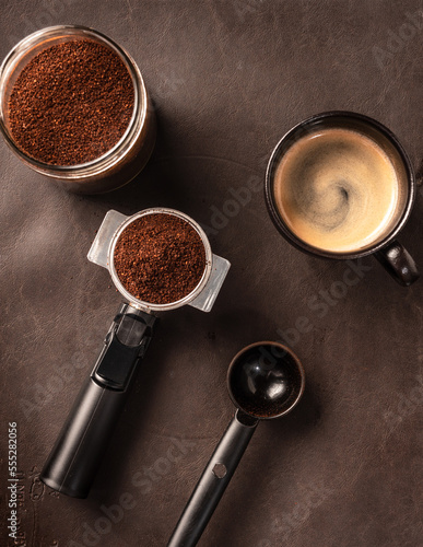 sesión de fotos de una deliciosa taza de café