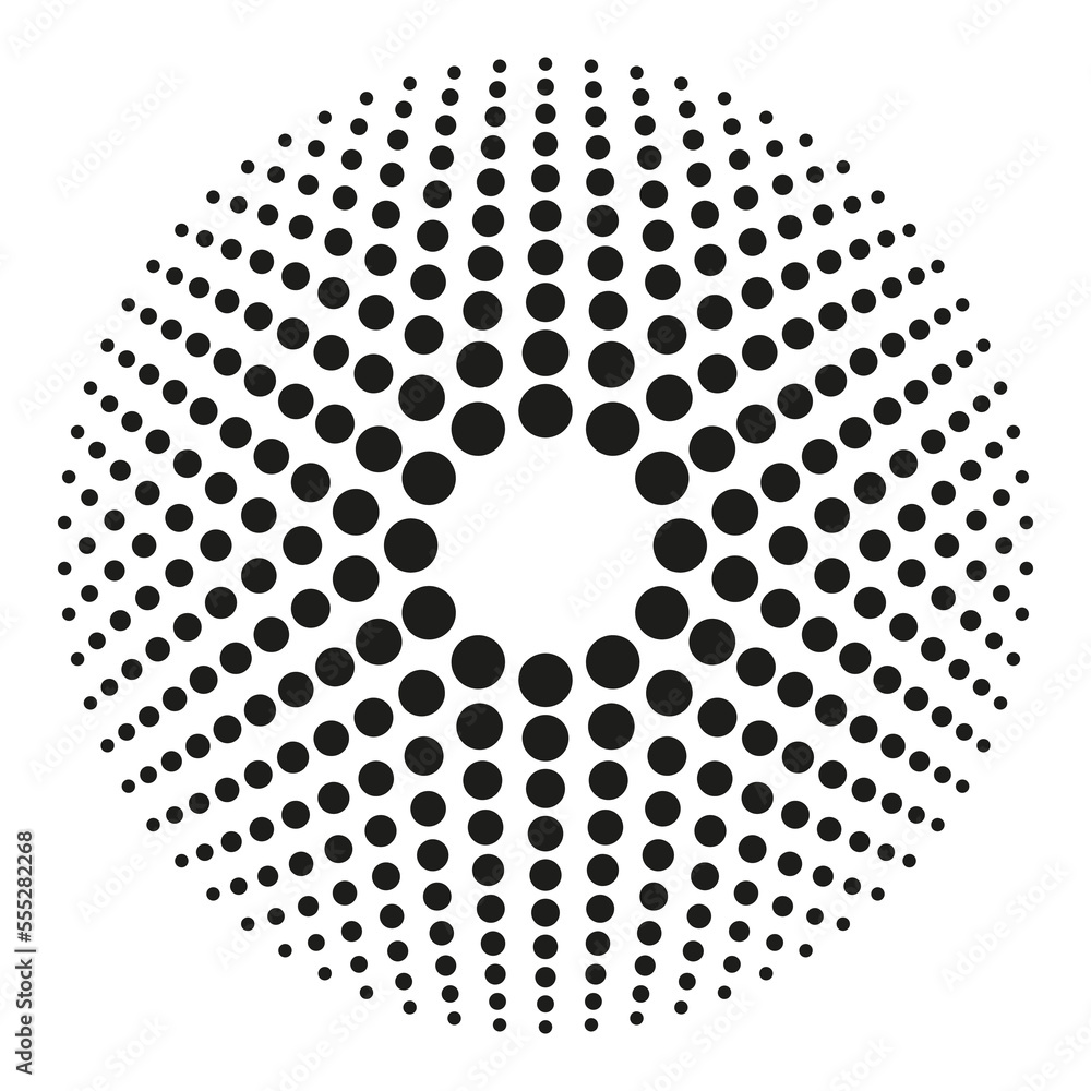 circle halftone dots. Geometric texture. Vector illustration. Stock image.