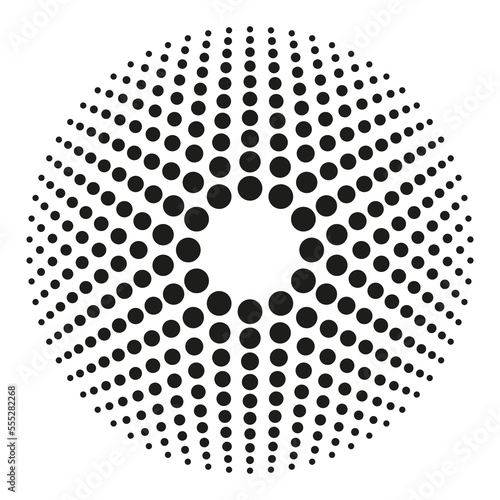 circle halftone dots. Geometric texture. Vector illustration. Stock image.