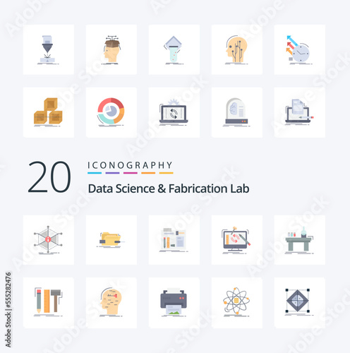 20 Data Science And Fabrication Lab Flat Color icon Pack like tools engineering tech workshop diy © Muhammad