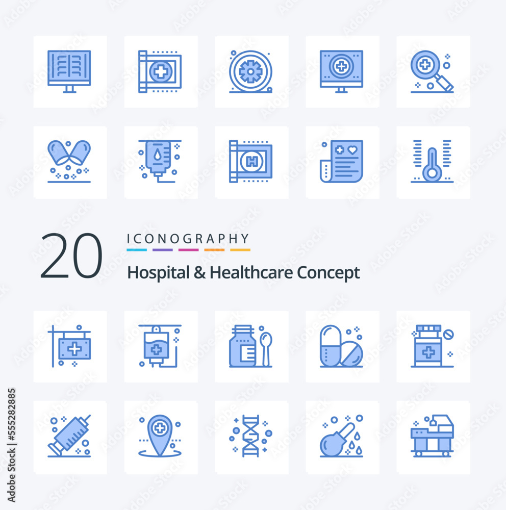 Vecteur Stock 20 Hospital Healthcare Concept Blue Color icon Pack like ...