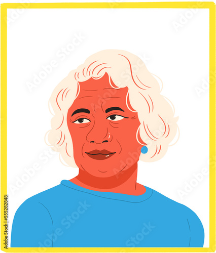 woman portrait hispanic elderly shirt transparent background