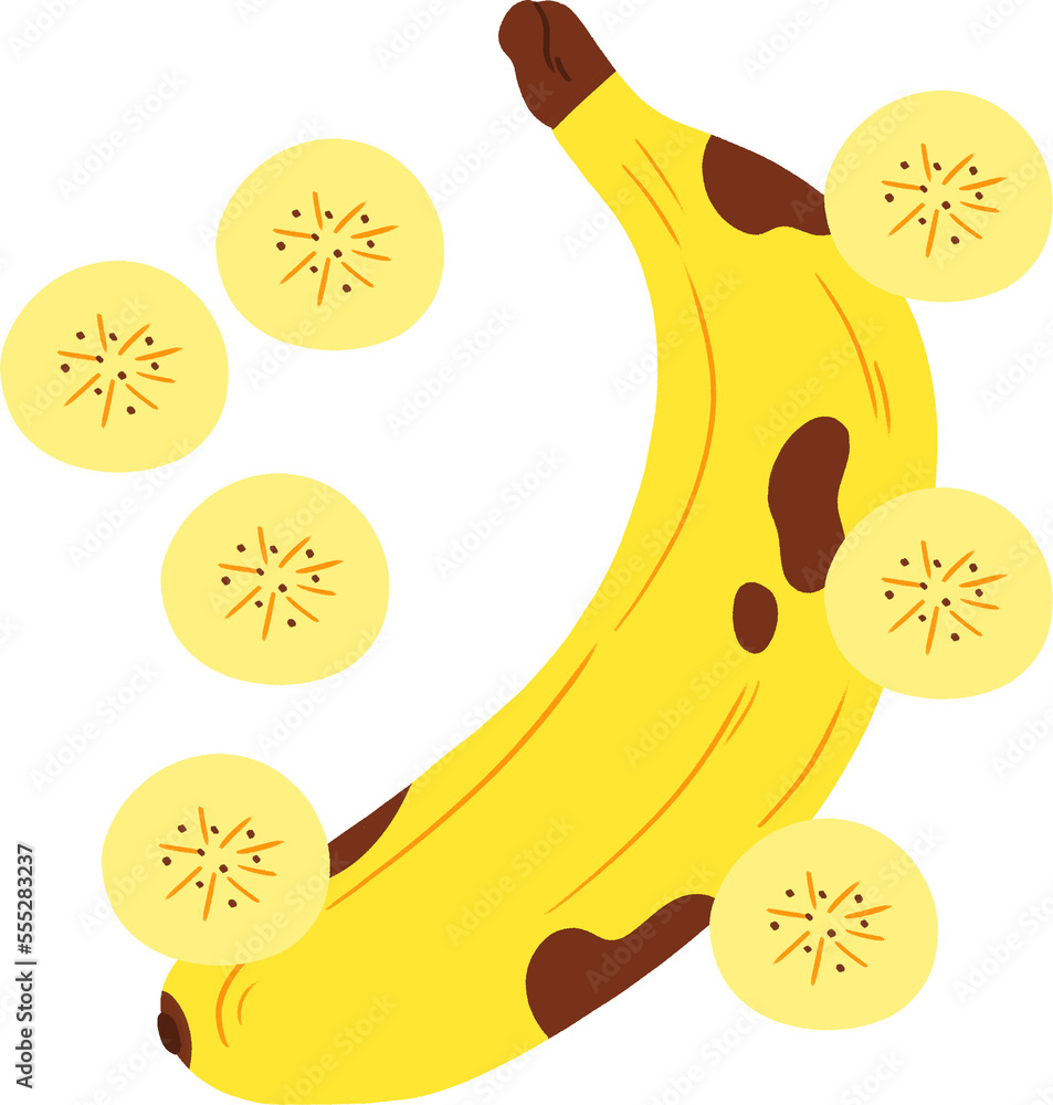 banana and sliced bananas transparent background 
