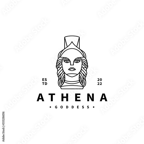 greek athena goddess vintage icon vector illustration with line art style logo design 2 photo