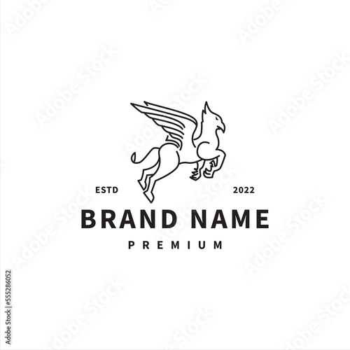hippogriff icon with line art style vintage logo design