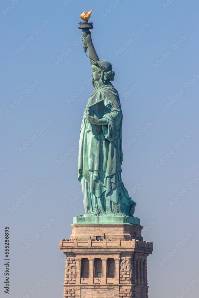 The Statue of Liberty (La Liberté éclairant le monde), Liberty Island, New York City, United States.