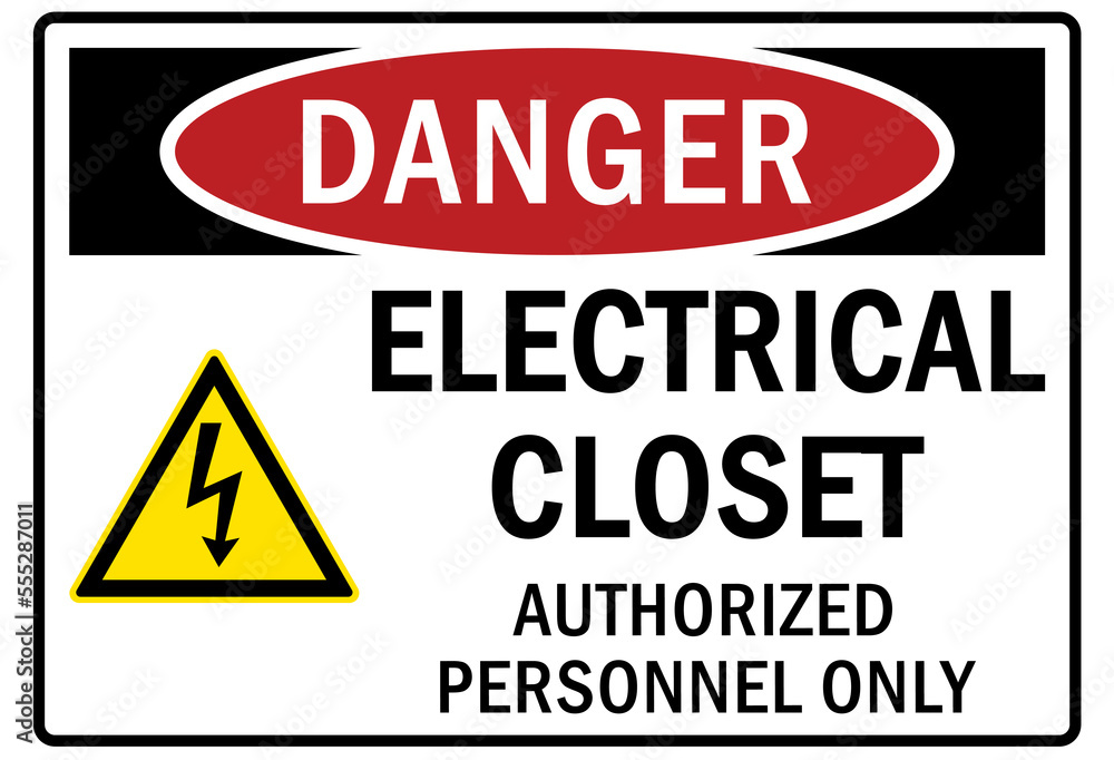 Electrical closet sign and labels