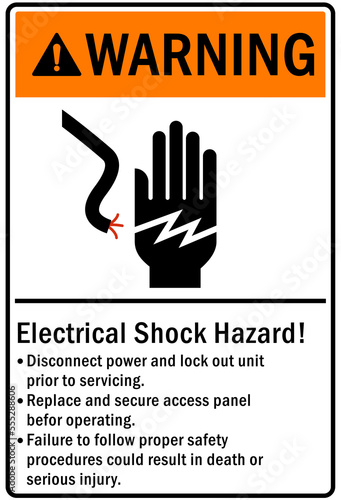 Electrical hazard sign and labels electrical shock hazard