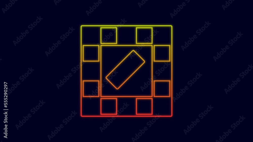 Glowing neon line Board game icon isolated on blue background. 4K Video motion graphic animation Glowing neon line Board game icon isolated on blue background. 4K Video motion graphic animation