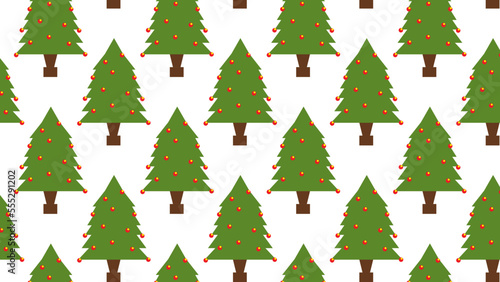The vectors illustration seamless pattern of green christmas tree with red circle background