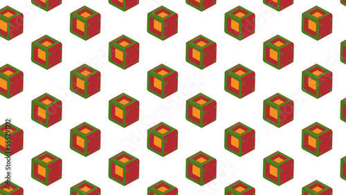 The vectors illustration seamless pattern of abstract colored red green yellow box background