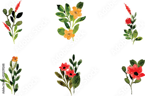 mini bouquet floral wedding icon watercolor
