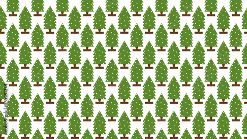 The vectors illustration seamless pattern of green christmas tree with snow background