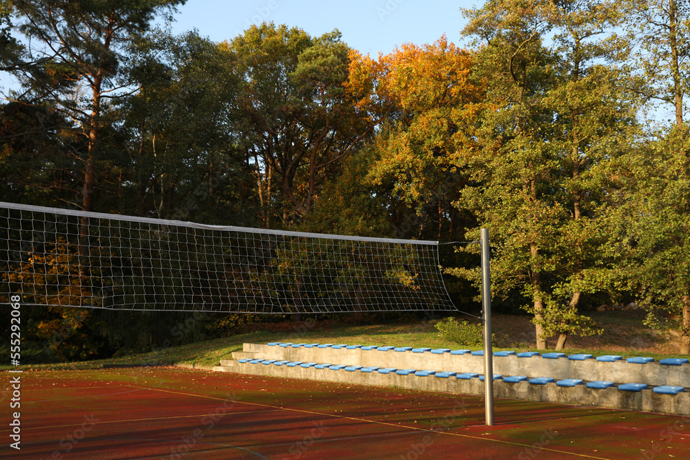 Fototapeta premium View of volleyball court with net outdoors