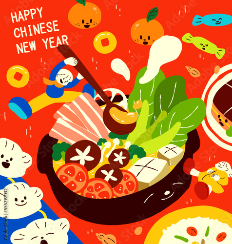Reunion hotpot for Chinese new year photo