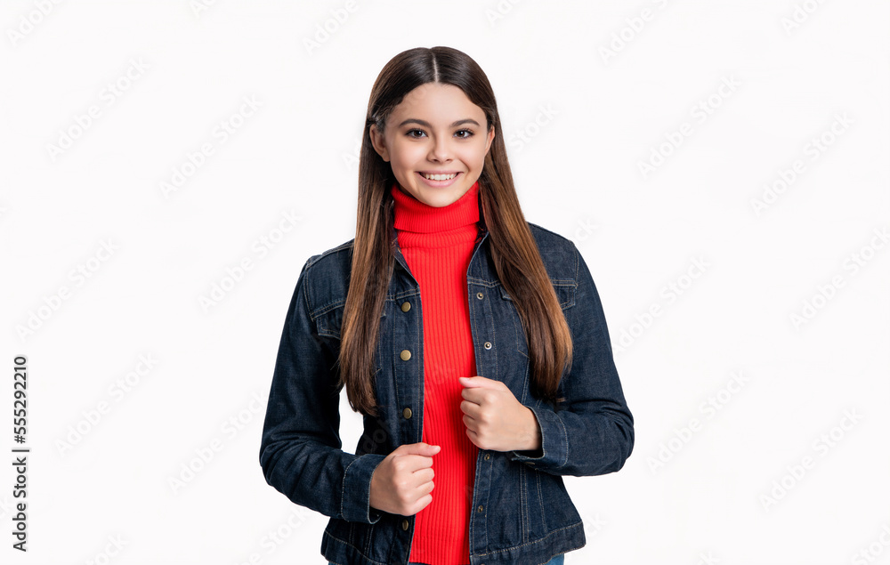 photo portrait of teen girl having brunette hair. teen girl portrait in jeans jacket. teen girl portrait photo portrait of teen girl having brunette hair. teen girl portrait in jeans jacket. teen girl portrait