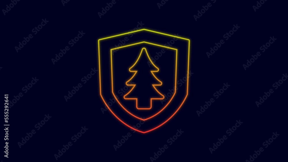 Glowing neon line Shield with tree icon isolated on blue background. Eco-friendly security shield with tree. 4K Video motion graphic animation Glowing neon line Shield with tree icon isolated on blue background. Eco-friendly security shield with tree. 4K Video motion graphic animation