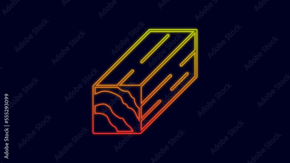 Glowing neon line Wooden beam icon isolated on blue background. Lumber beam plank. 4K Video motion graphic animation Glowing neon line Wooden beam icon isolated on blue background. Lumber beam plank. 4K Video motion graphic animation