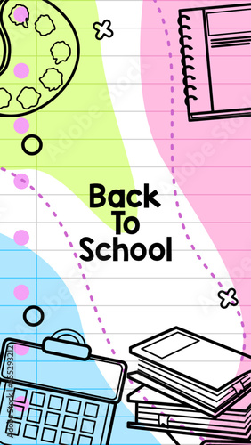cartoon of back to school stationery background