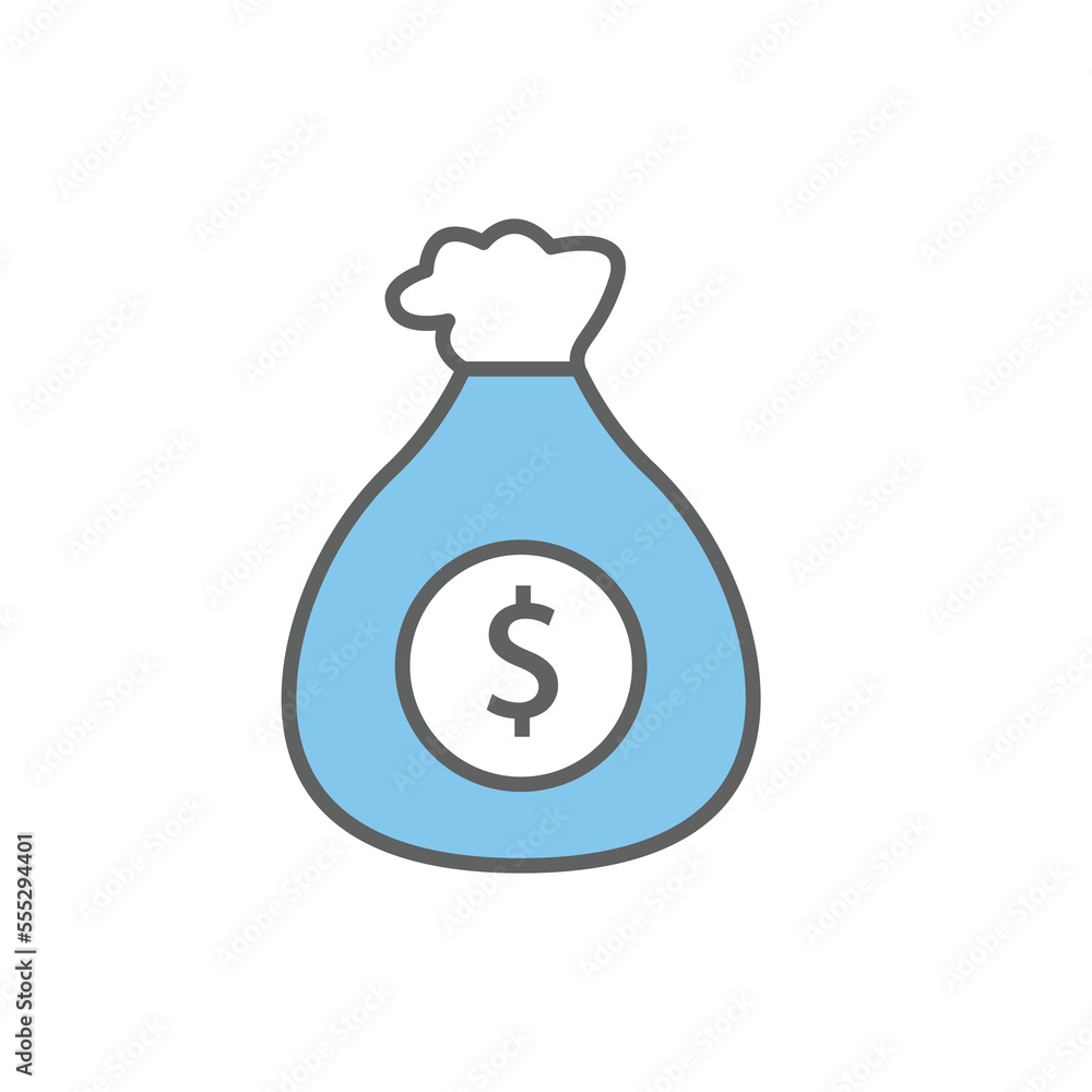 Money bag icon illustration with dollar. Investment symbol. Two tone icon style. suitable for apps, websites, mobile apps. icon related to finance. Simple vector design editable Money bag icon illustration with dollar. Investment symbol. Two tone icon style. suitable for apps, websites, mobile apps. icon related to finance. Simple vector design editable