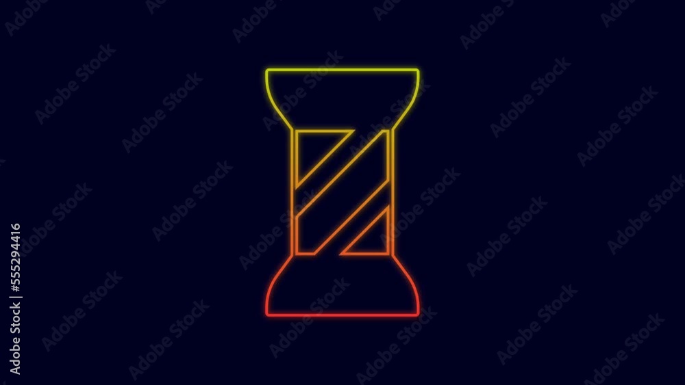 Glowing neon line Sewing thread on spool icon isolated on blue background. Yarn spool. Thread bobbin. 4K Video motion graphic animation Glowing neon line Sewing thread on spool icon isolated on blue background. Yarn spool. Thread bobbin. 4K Video motion graphic animation