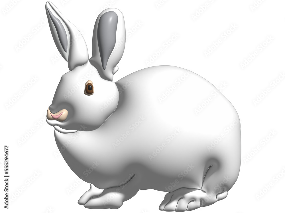 Rabbit in the form of a 3D rendering image. on a transparent background Rabbit in the form of a 3D rendering image. on a transparent background