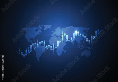 Business candle stick graph chart of stock market investment trading on white background design. Bullish point, Trend of graph. Vector illustration
