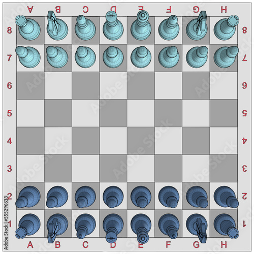 Chess Board With Chess Pieces Vector. Illustration Isolated On White Background. A Vector Illustration Of Chess Board.