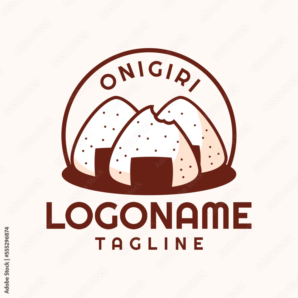 Onigiri logo template, suitable for restaurant, shop and cafe Onigiri logo template, suitable for restaurant, shop and cafe