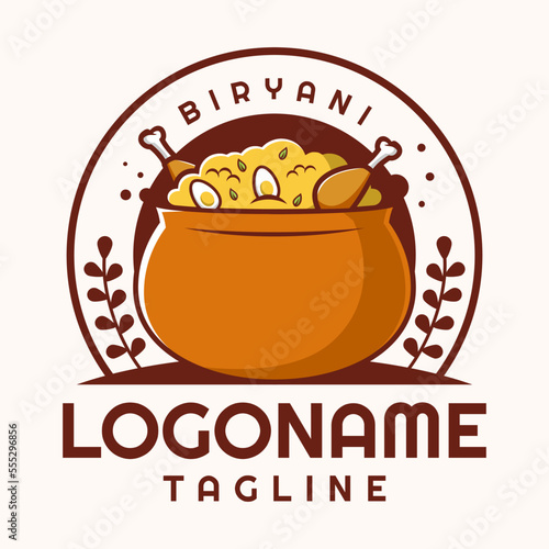 Biryani logo template, suitable for restaurant, food truck and cafe