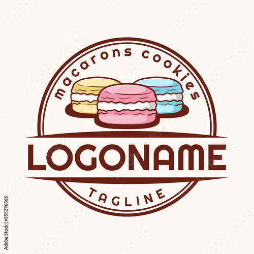 Macarons logo template, suitable for restaurant, bakery and cafe