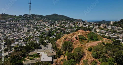 San Francisco California Aerial v152 drone flyover corona heights park capturing buena vista wealthy residential neighborhood, terrace houses on hilly landscape - Shot with Mavic 3 Cine - May 2022