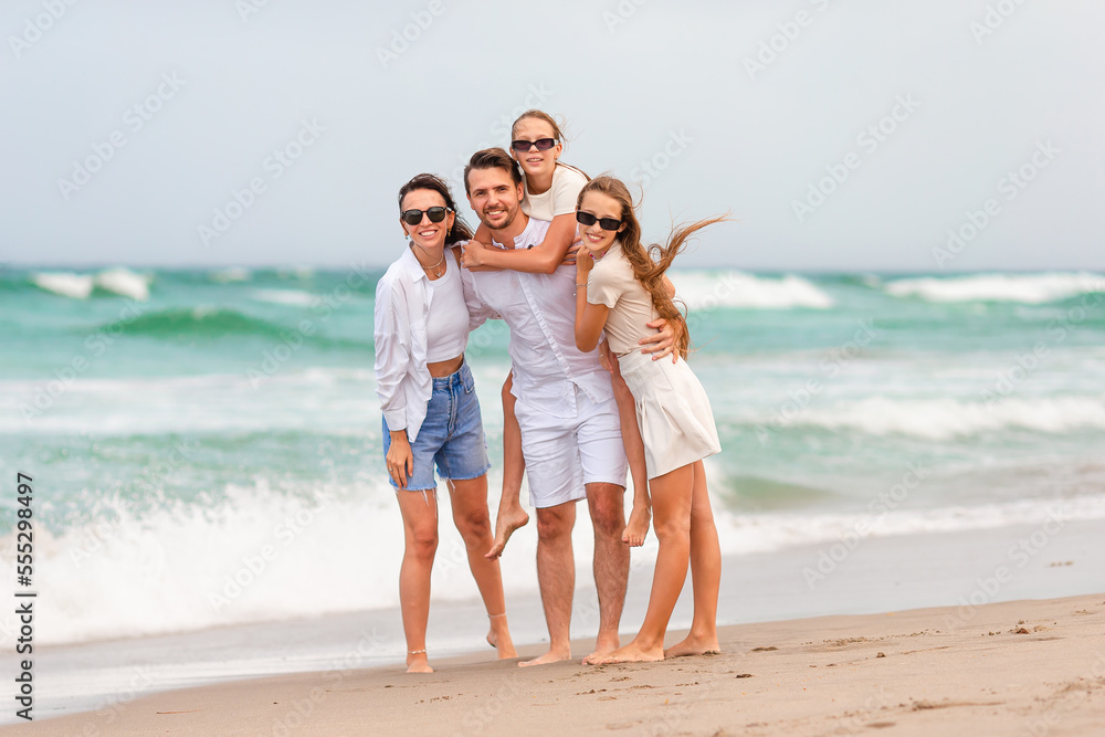 Young family on vacation have a lot of fun