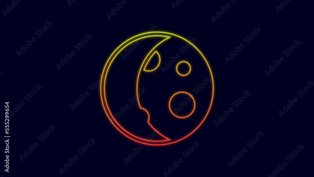 Glowing neon line Moon phases icon isolated on blue background. 4K Video motion graphic animation Glowing neon line Moon phases icon isolated on blue background. 4K Video motion graphic animation