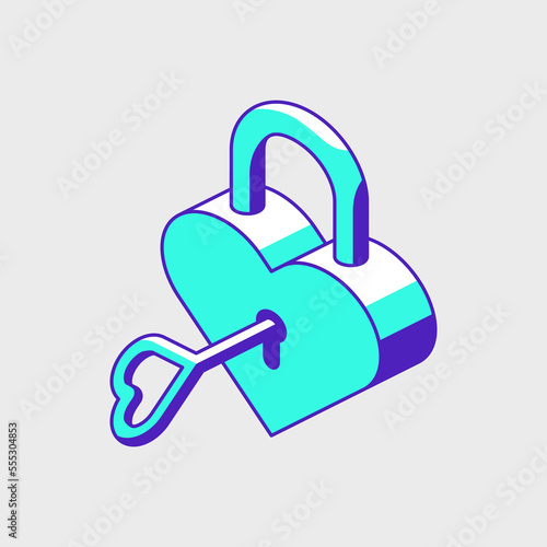 Love lock isometric vector icon illustration