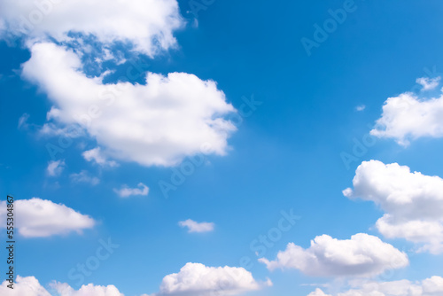 White clouds  bright blue sky summer image background