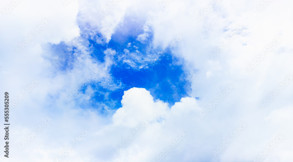 Fresh sky open and white soft clouds cleared after a rainstorm. View of good weather again on a hot summer day. There is a space to put text on photo. Idea for a feeling of fresh weather. Fresh sky open and white soft clouds cleared after a rainstorm. View of good weather again on a hot summer day. There is a space to put text on photo. Idea for a feeling of fresh weather.