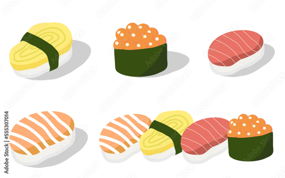 sushi set illustration,Vector Japanese food sushi set illustration,Vector Japanese food