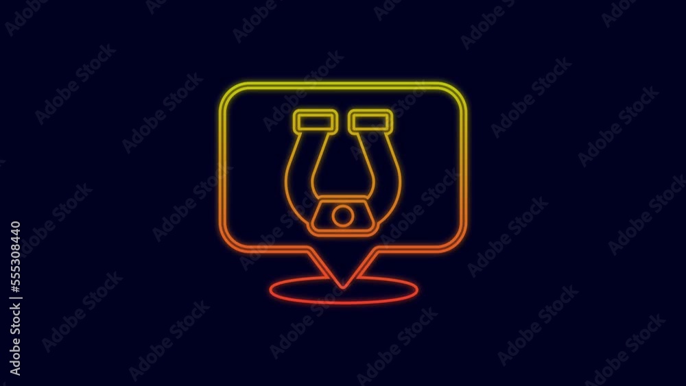 Glowing neon line Horseshoe icon isolated on blue background. 4K Video motion graphic animation Glowing neon line Horseshoe icon isolated on blue background. 4K Video motion graphic animation