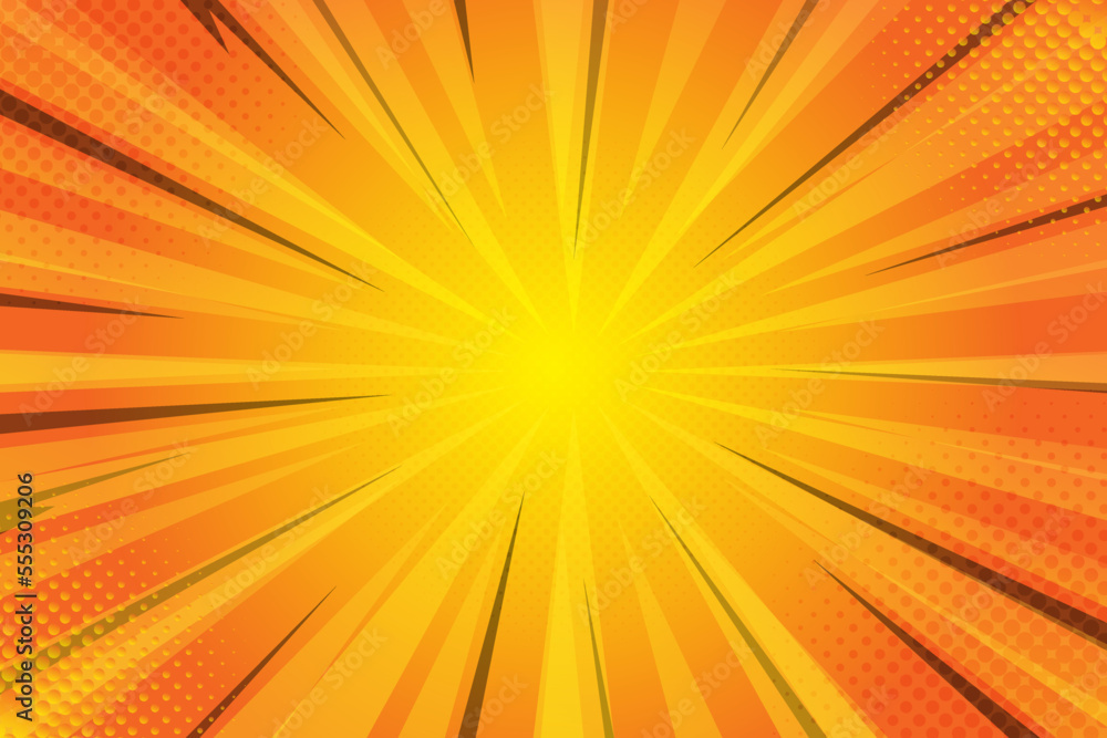 Obraz premium Flat Comic Style Background in Orange Colors