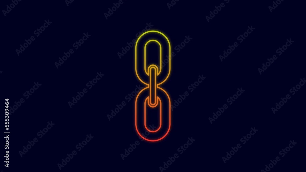 Glowing neon line Chain link icon isolated on blue background. Link single. Hyperlink chain symbol. 4K Video motion graphic animation Glowing neon line Chain link icon isolated on blue background. Link single. Hyperlink chain symbol. 4K Video motion graphic animation