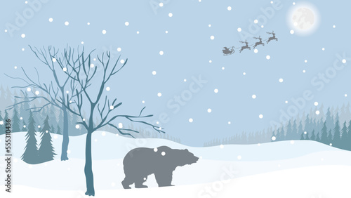silhouette of a bear in the snow © Antonius